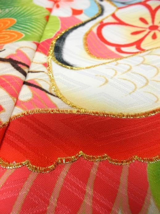 七五三 7歳用女の子高級着物水色系 刺繍入り 祝い鶴h1088 七五三 7